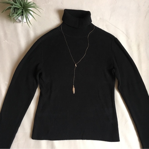 CASLON Black Cotton Long Sleeve Turtleneck - Picture 6 of 10